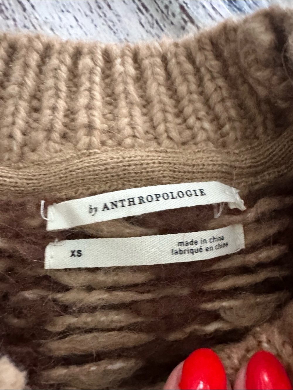 Anthropologie Wool Blend Chunky Fair Isle Knit Sweater in Beige & Brown - Picture 5 of 10